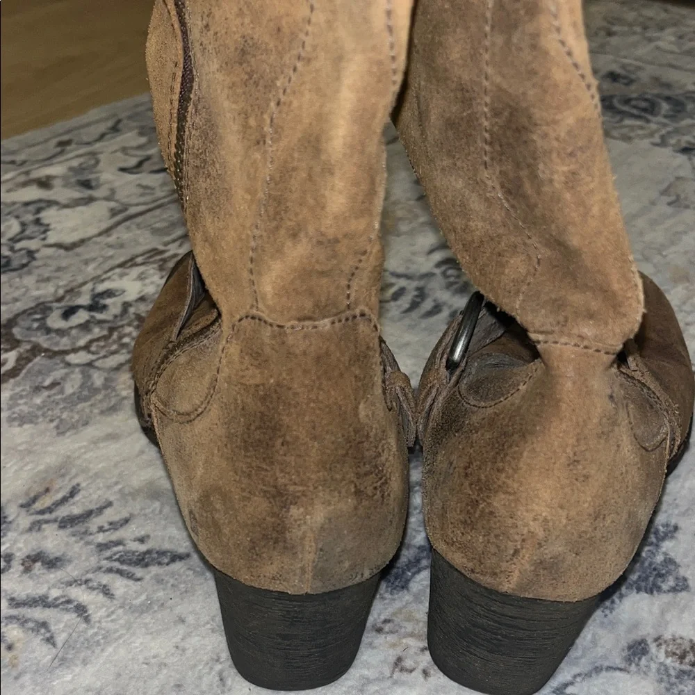 Suede leather mid calf riding boots Born Shaylee - Picture 5 of 10